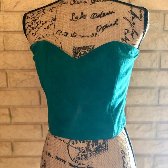 In Transit Vintage Teal Suede Bustier - Picture 2 of 7